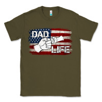 Army Green Dad Life with American Flag Classic Tee - Jasminsmagicworld