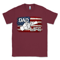Burgundy Dad Life with American Flag Classic Tee - Jasminsmagicworld