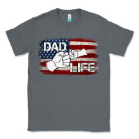 Charcoal Heather Dad Life with American Flag Classic Tee - Jasminsmagicworld