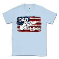 Dusty Blue Dad Life with American Flag Classic Tee - Jasminsmagicworld