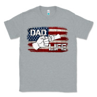 Heather Grey Dad Life with American Flag Classic Tee - Jasminsmagicworld