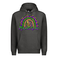 Charcoal Heather mardi gras rainbow and fleur de lis Premium Hoodie - RanaPortraitStore