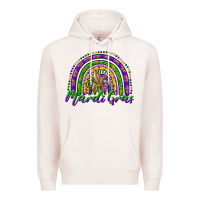 Pale Pink mardi gras rainbow and fleur de lis Premium Hoodie - RanaPortraitStore