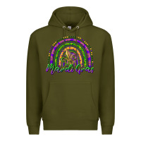 Army Green mardi gras rainbow and fleur de lis Premium Hoodie - RanaPortraitStore