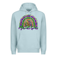 Blue Mist mardi gras rainbow and fleur de lis Premium Hoodie - RanaPortraitStore