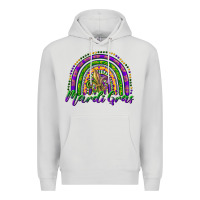 Dove Grey mardi gras rainbow and fleur de lis Premium Hoodie - RanaPortraitStore