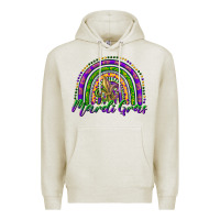 Oatmeal Heather mardi gras rainbow and fleur de lis Premium Hoodie - RanaPortraitStore