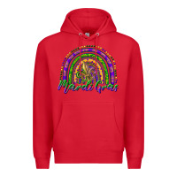 Red mardi gras rainbow and fleur de lis Premium Hoodie - RanaPortraitStore