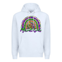 White mardi gras rainbow and fleur de lis Premium Hoodie - RanaPortraitStore