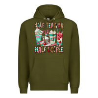 Army Green half teacher half coffee Premium Hoodie - texasbilliewilder