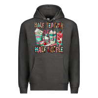 Charcoal Heather half teacher half coffee Premium Hoodie - texasbilliewilder