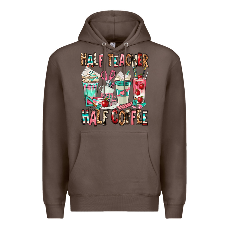 Half Teacher Half Coffee Premium Hoodie by texasbilliewilder | Teevron