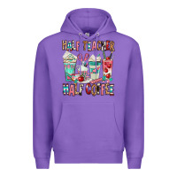 Purple half teacher half coffee Premium Hoodie - texasbilliewilder