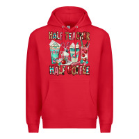 Red half teacher half coffee Premium Hoodie - texasbilliewilder