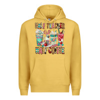 Antique Gold half teacher half coffee Premium Hoodie - texasbilliewilder