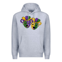 Heather Grey mardi gras mask Premium Hoodie - RanaPortraitStore