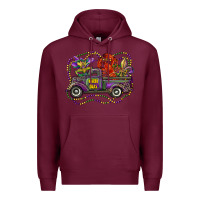 Burgundy mardi gras truck with mask fleur de lis and crawfish Premium Hoodie - RanaPortraitStore