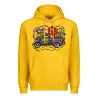 Lemon mardi gras truck with mask fleur de lis and crawfish Premium Hoodie - RanaPortraitStore