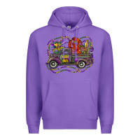 Purple mardi gras truck with mask fleur de lis and crawfish Premium Hoodie - RanaPortraitStore