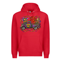 Red mardi gras truck with mask fleur de lis and crawfish Premium Hoodie - RanaPortraitStore