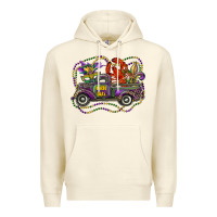 Sandshell mardi gras truck with mask fleur de lis and crawfish Premium Hoodie - RanaPortraitStore