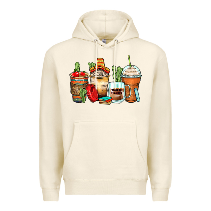 Spanish Teacher Coffee Cups Premium Hoodie by Zillion Design Studio | Teevron