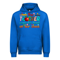 Cobalt this teacher wears her heart on her sleeve Urban Hoodie - texasbilliewilder