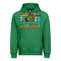 Emerald this teacher wears her heart on her sleeve Urban Hoodie - texasbilliewilder