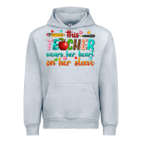 Heather Grey this teacher wears her heart on her sleeve Urban Hoodie - texasbilliewilder