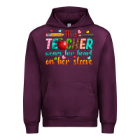 Mauve Wine this teacher wears her heart on her sleeve Urban Hoodie - texasbilliewilder