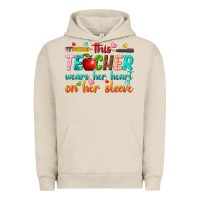 Pigment French Oak this teacher wears her heart on her sleeve Urban Hoodie - texasbilliewilder