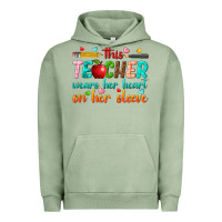 Pigment Oil Green this teacher wears her heart on her sleeve Urban Hoodie - texasbilliewilder