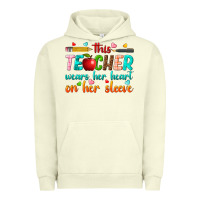 Pigment Pistachio this teacher wears her heart on her sleeve Urban Hoodie - texasbilliewilder