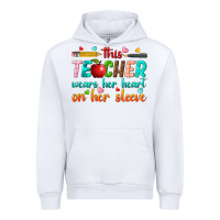 White this teacher wears her heart on her sleeve Urban Hoodie - texasbilliewilder