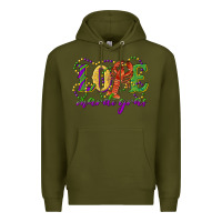 Army Green love with crawfish mardi gras Premium Hoodie - RanaPortraitStore