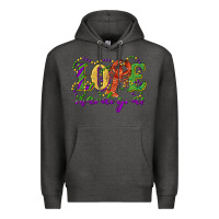 Charcoal Heather love with crawfish mardi gras Premium Hoodie - RanaPortraitStore