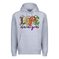 Heather Grey love with crawfish mardi gras Premium Hoodie - RanaPortraitStore