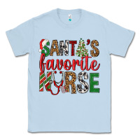 Dusty Blue Santa's Favorite Nurse Classic Tee - BundleAndBundleShop