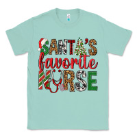Seafoam Santa's Favorite Nurse Classic Tee - BundleAndBundleShop