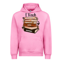 Fuchsia Pink i teach strength bravery equality love history Urban Hoodie - Zillion Design Studio