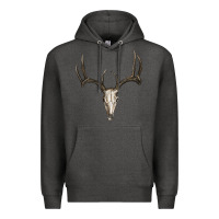 Charcoal Heather deer skull Premium Hoodie - RanaPortraitStore