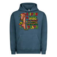 Pigment Midnight Navy steppin into juneteenth Urban Hoodie - Zillion Design Studio