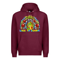Burgundy hello back to school rainbow Premium Hoodie - texasbilliewilder