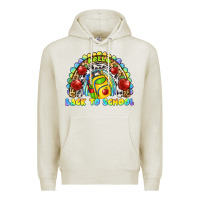 Oatmeal Heather hello back to school rainbow Premium Hoodie - texasbilliewilder