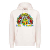 Pale Pink hello back to school rainbow Premium Hoodie - texasbilliewilder