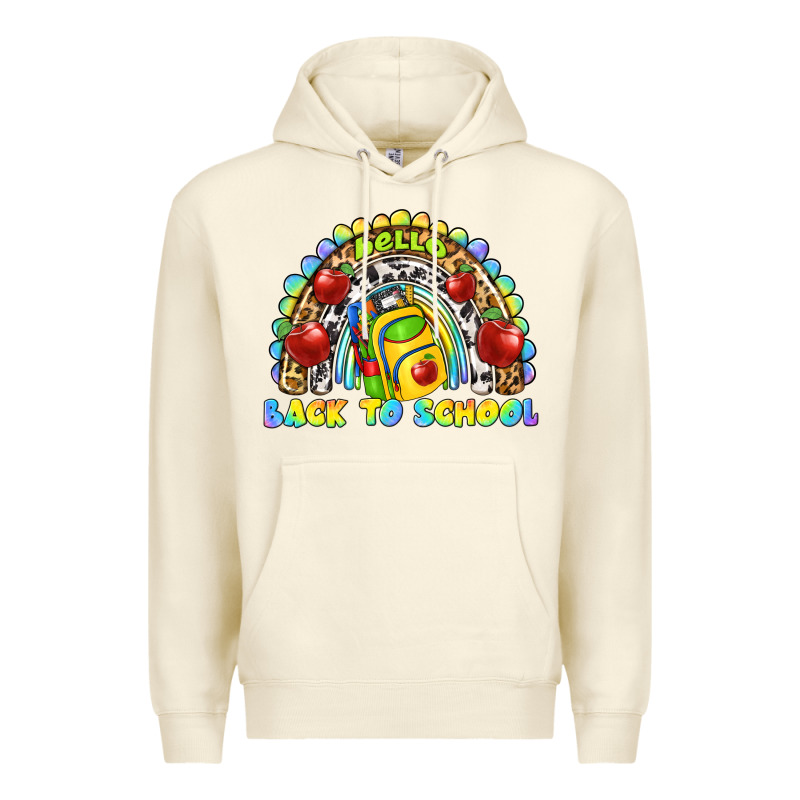 Hello Back To School Rainbow Premium Hoodie by texasbilliewilder | Teevron