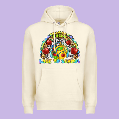 Hello Back To School Rainbow Premium Hoodie Designed By Texasbilliewilder