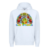 White hello back to school rainbow Premium Hoodie - texasbilliewilder