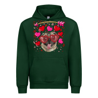 Forest Green valentine's day  pug Urban Hoodie - RanaPortraitStore
