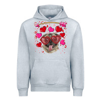 Heather Grey valentine's day  pug Urban Hoodie - RanaPortraitStore